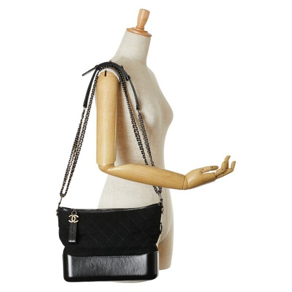 Chanel Gabriel Chain Shoulder Bag Black Felt Leather - Picture 9 of 9